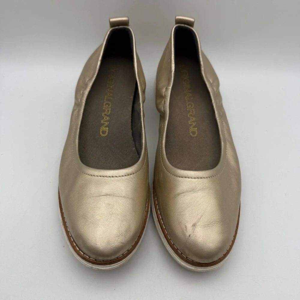 Cole Haan OriginalGrand Ballet Flats Women 7.5B Gold Metallic Leather W18462